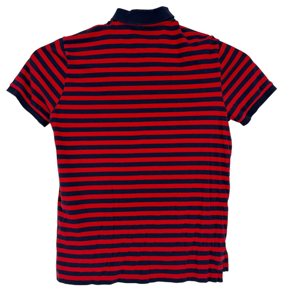 Polo by Ralph Lauren Red Blue Striped Short Sleeve Polo Shirt Custom Fit L Large - Picture 3 of 7